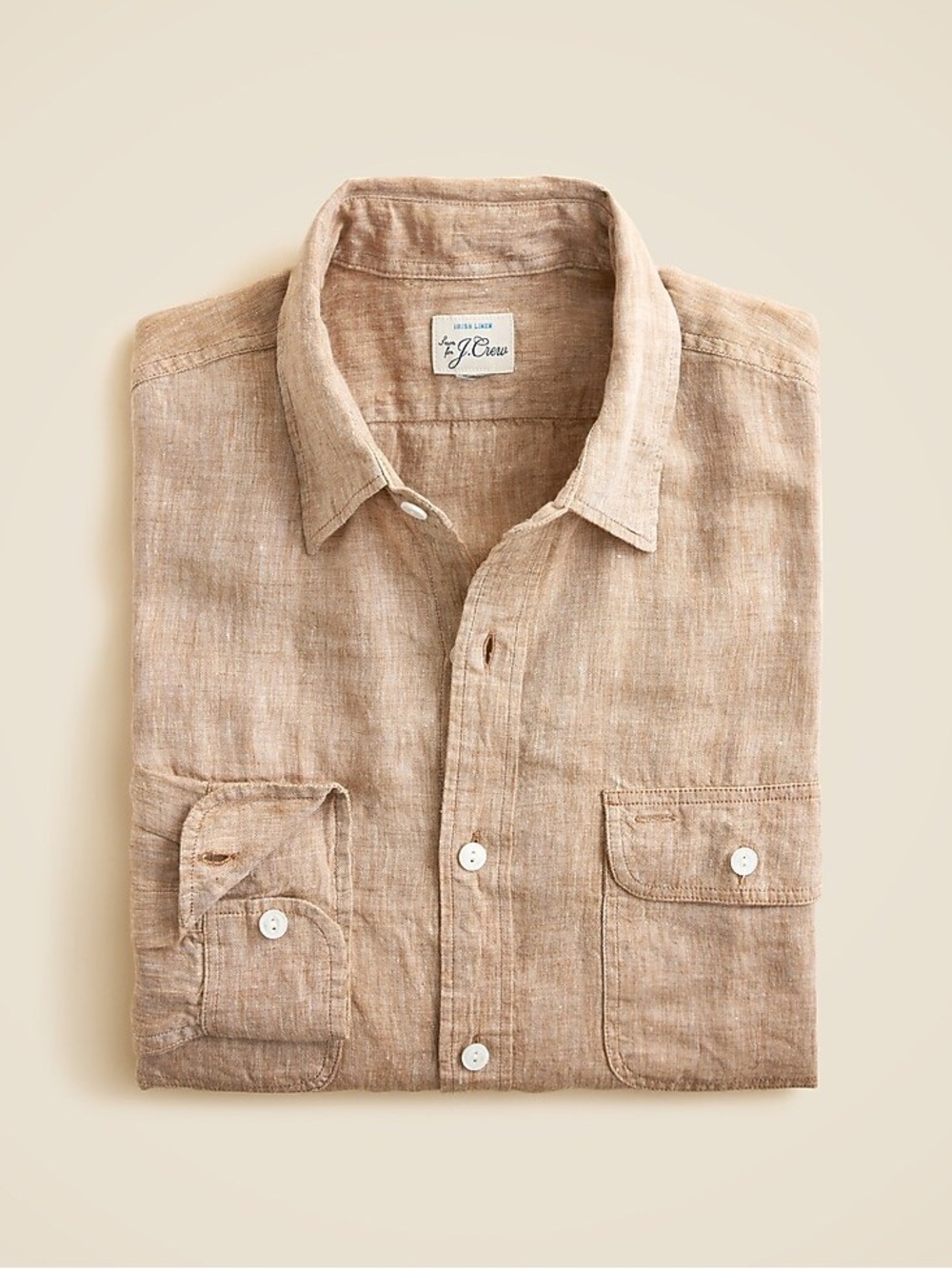 J. Crew Men's Light Grey Irish Linen Shirt L-Tall